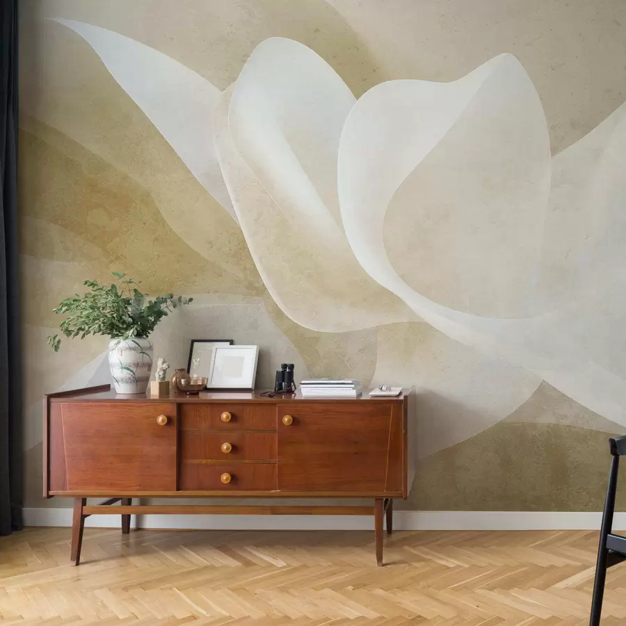wall murals Abstract pastel petals with soft translucent layers in watercolor style w05603