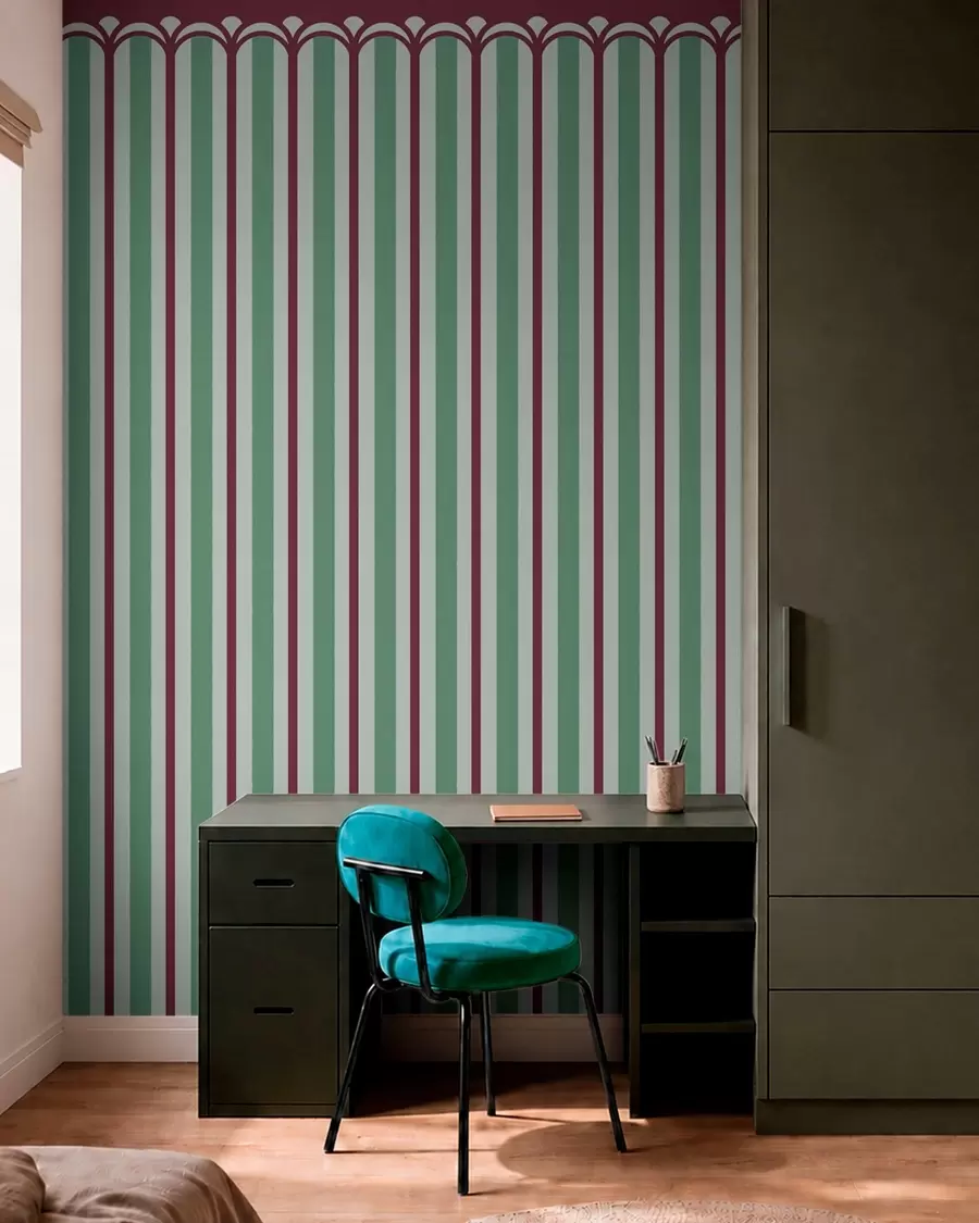 wall murals Vertical ornament in green and burgundy tones w05610v3
