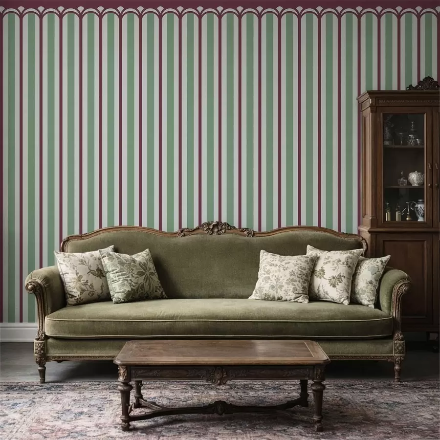 wall murals Vertical ornament in green and burgundy tones w05610v3