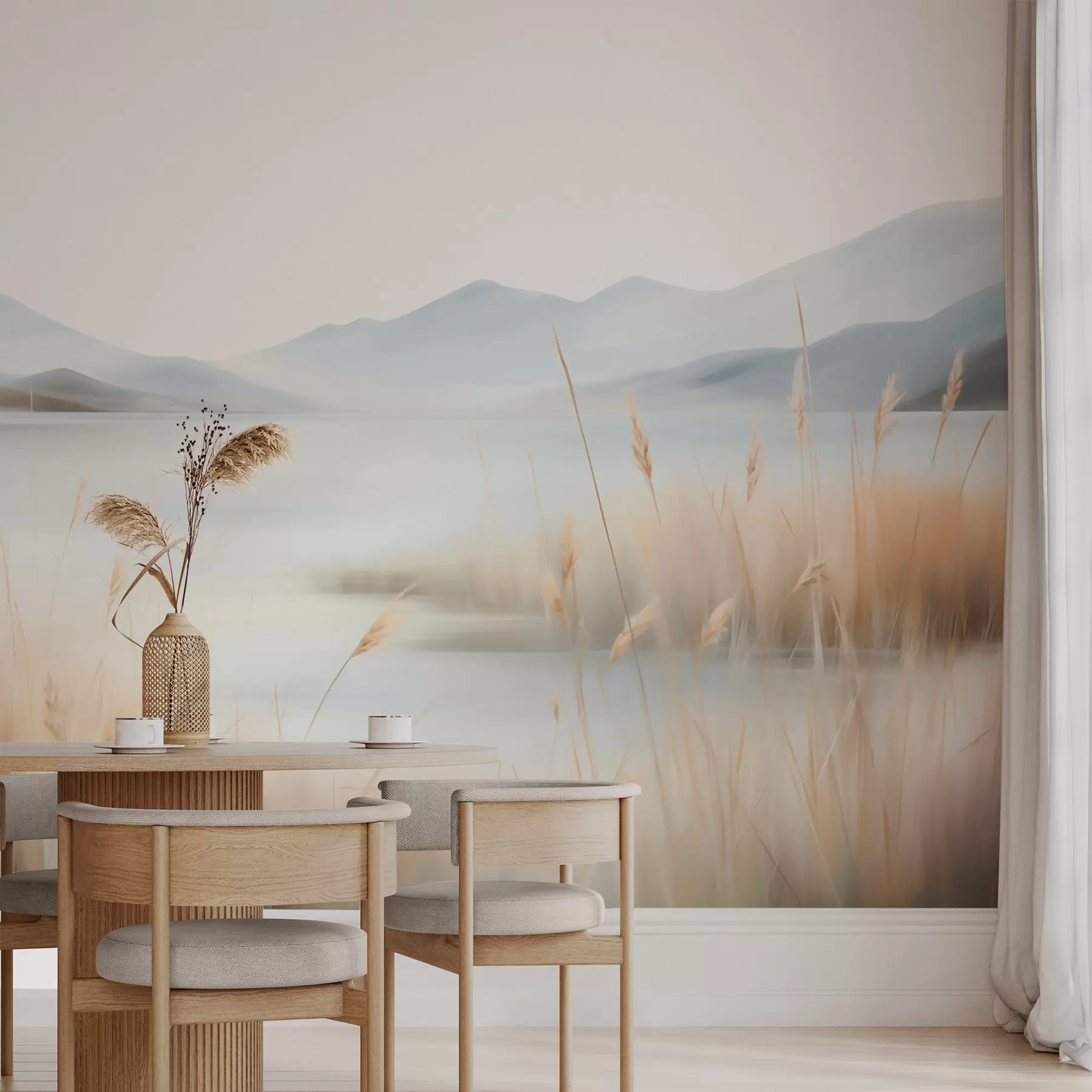 wall murals Abstract landscape of mountains and lake w05584