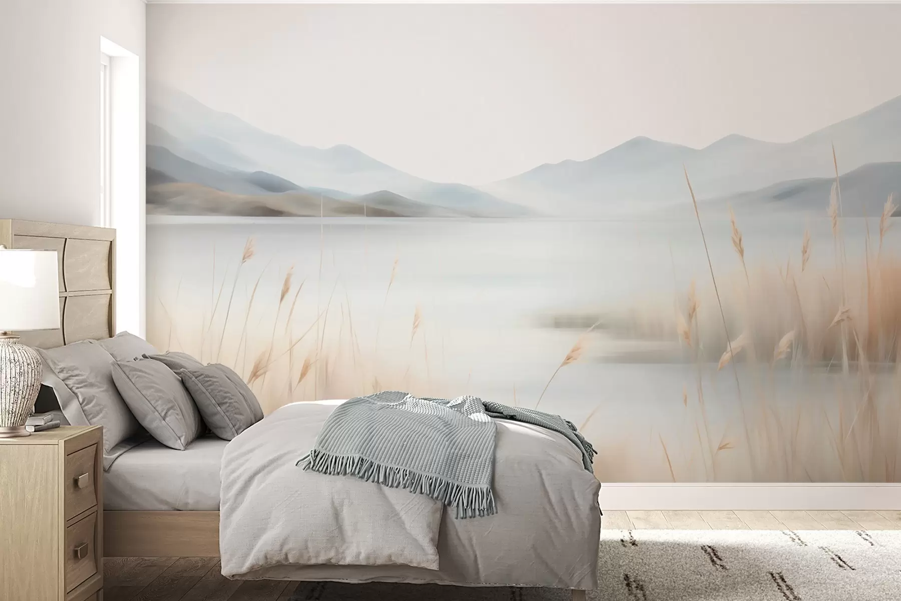 wall murals Abstract landscape of mountains and lake w05584