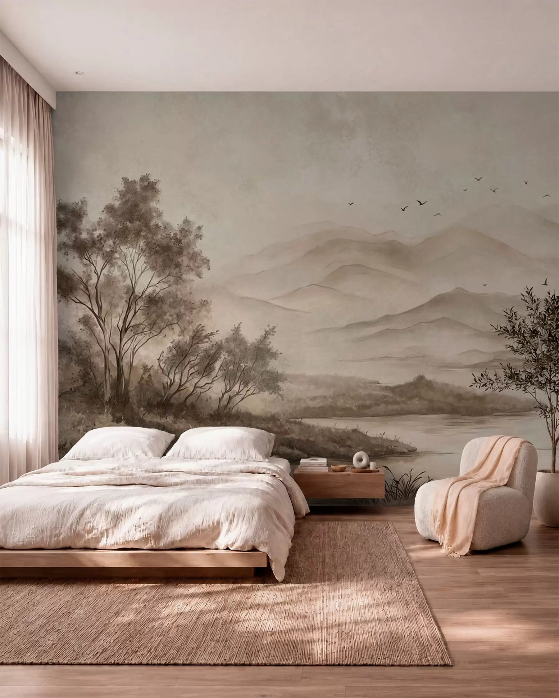 wall murals Birds over Sepia Hills w05535