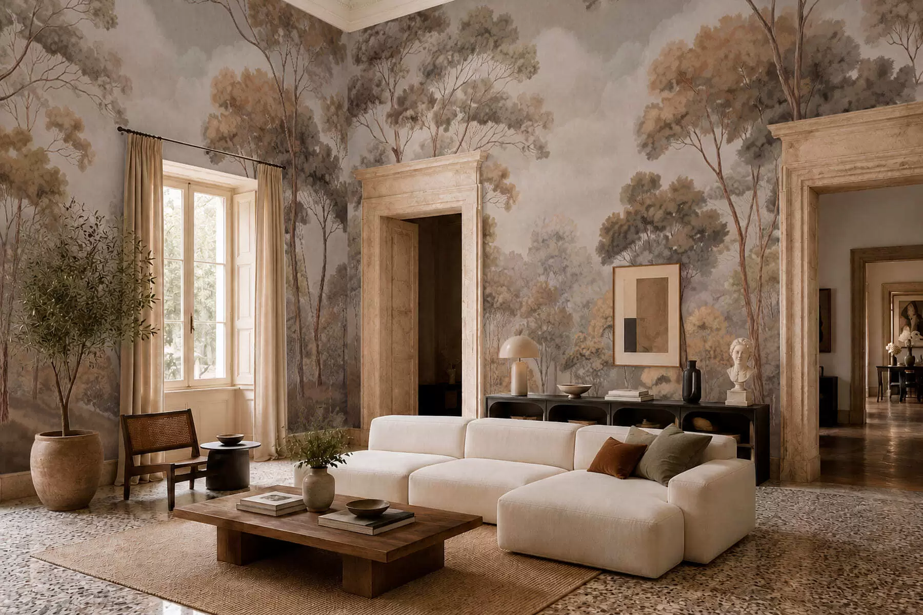 wall murals Warm forest landscape in natural tones w05624v2