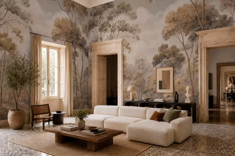 wall murals Warm forest landscape in natural tones w05624v2