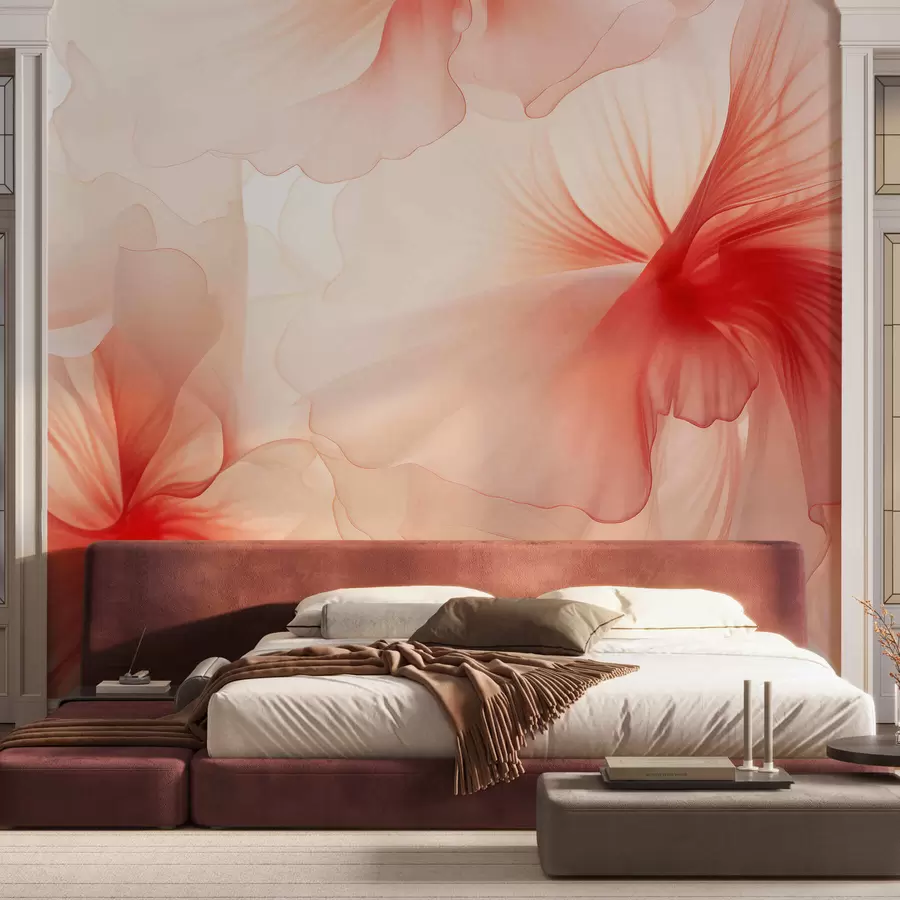 wall murals Soft blush flowers with airy translucent petals in watercolor style, elegant floral composition w05360