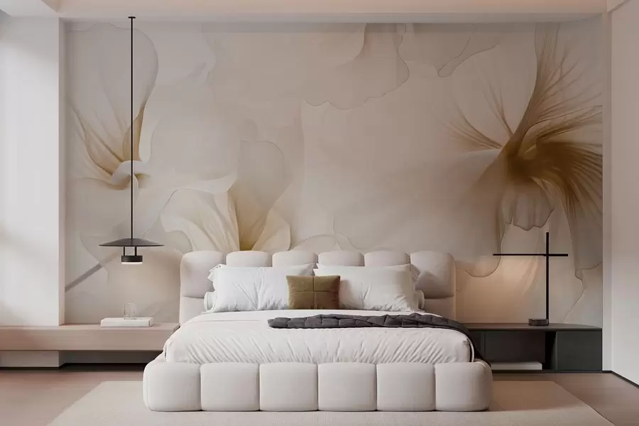 wall murals Soft blush flowers with airy translucent petals in watercolor style, elegant floral composition w05360v1