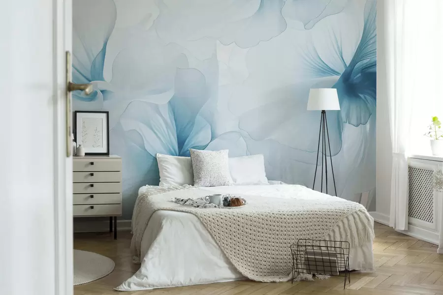 wall murals Soft blush flowers with airy translucent petals in watercolor style, elegant floral composition w05360v2