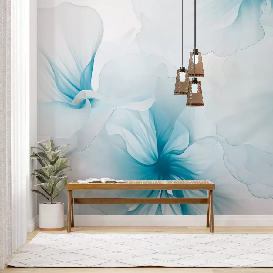 wall murals Soft blush flowers with airy translucent petals in watercolor style, elegant floral composition w05360v2
