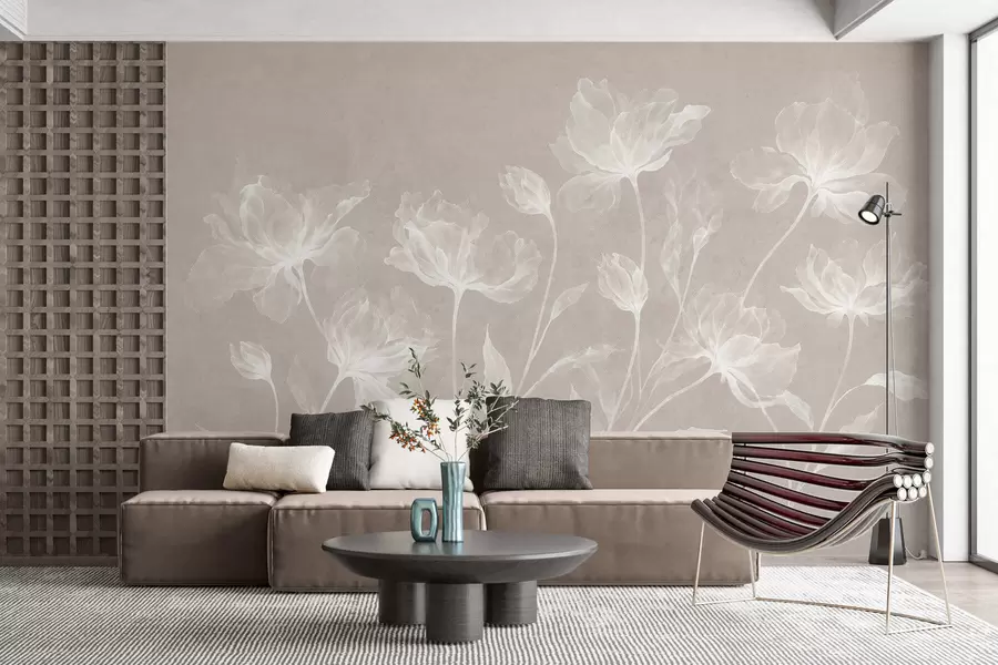 wall murals Elegant airy flowers with translucent layered petals on long delicate stems w05579v1