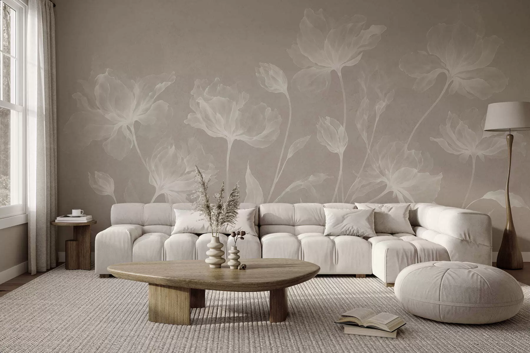 wall murals Elegant airy flowers with translucent layered petals on long delicate stems w05579v1