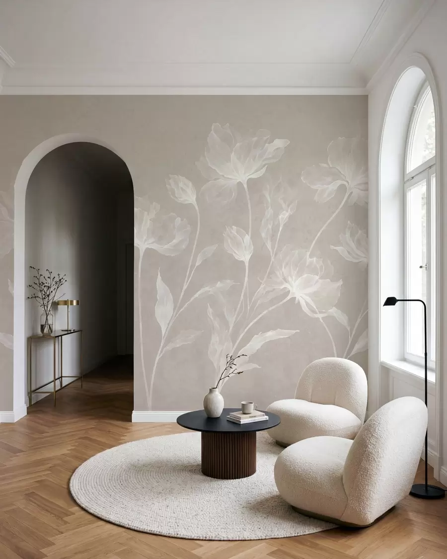wall murals Elegant airy flowers with translucent layered petals on long delicate stems w05579v1