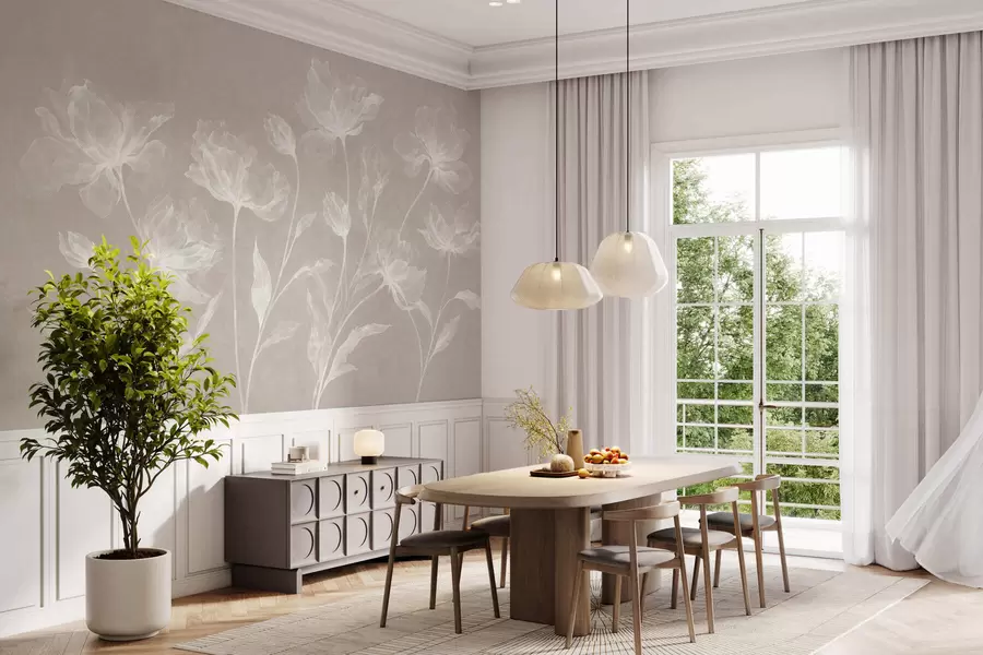 wall murals Elegant airy flowers with translucent layered petals on long delicate stems w05579v1