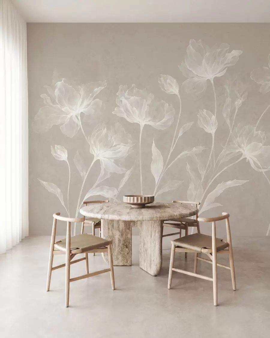 wall murals Elegant airy flowers with translucent layered petals on long delicate stems w05579v1