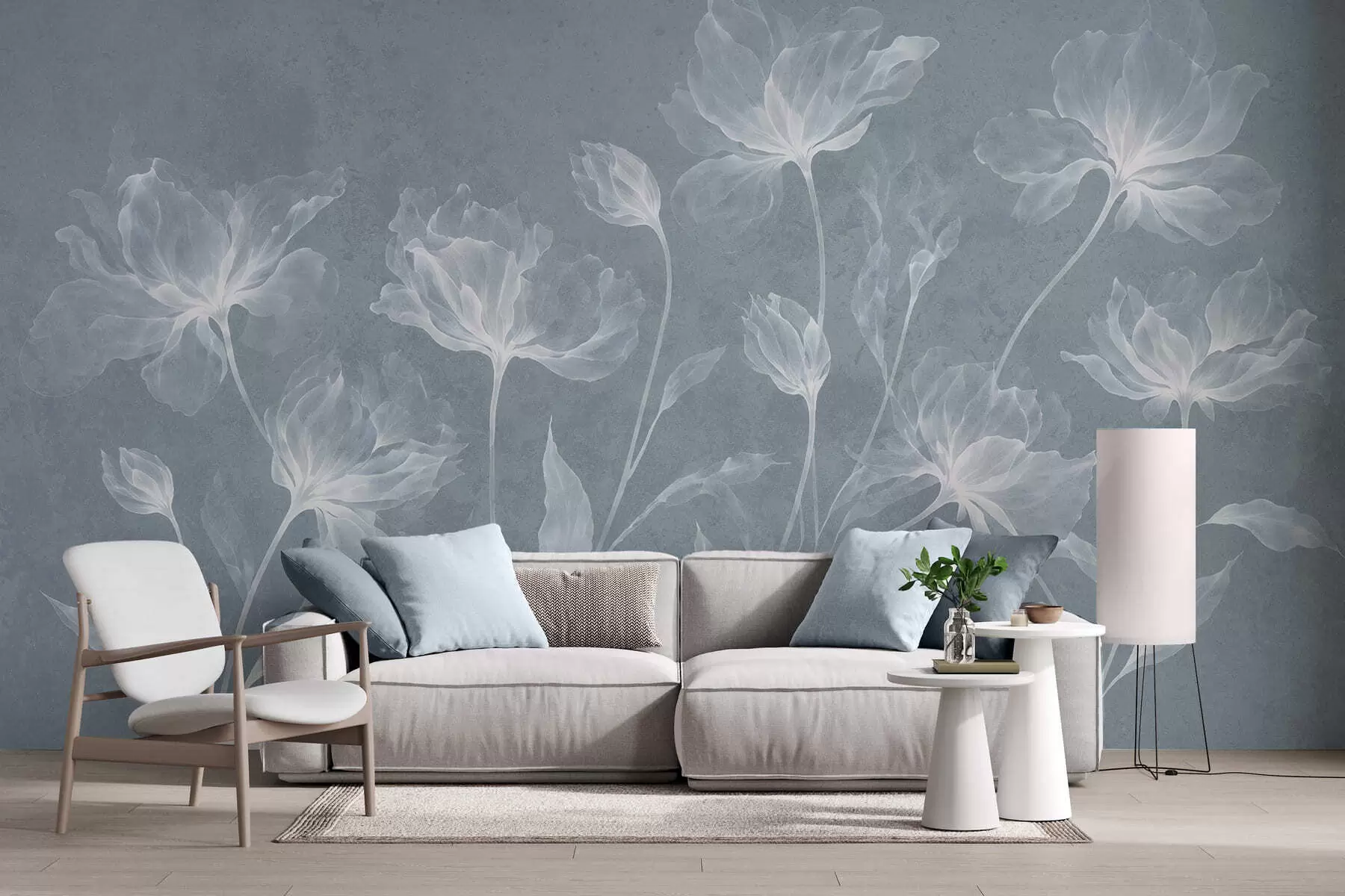 wall murals Elegant airy flowers with translucent layered petals on long delicate stems w05579v2
