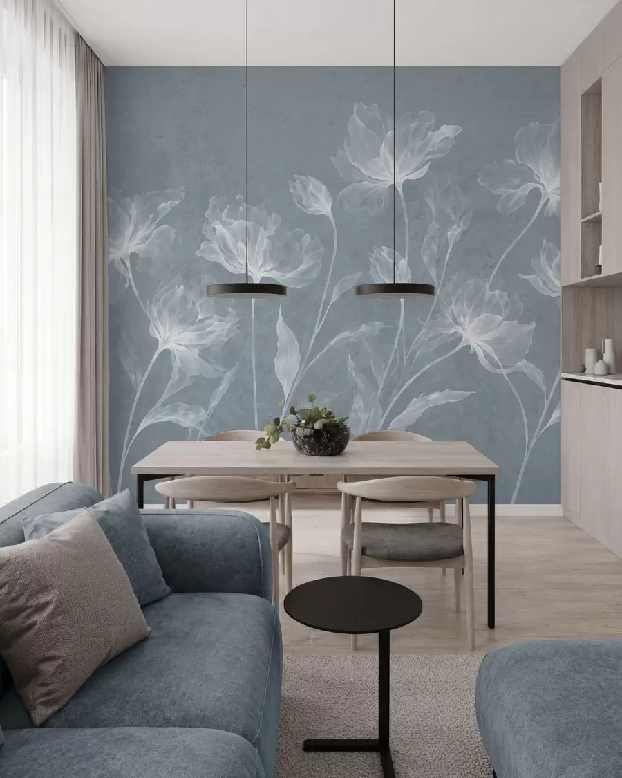 wall murals Elegant airy flowers with translucent layered petals on long delicate stems w05579v2
