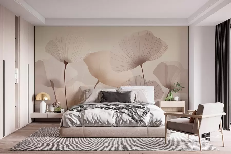 wall murals Elegant petals on tall stems in pastel shades w05212