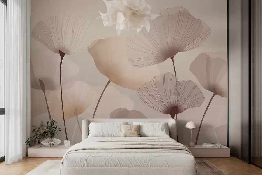 wall murals Elegant petals on tall stems in pastel shades w05212