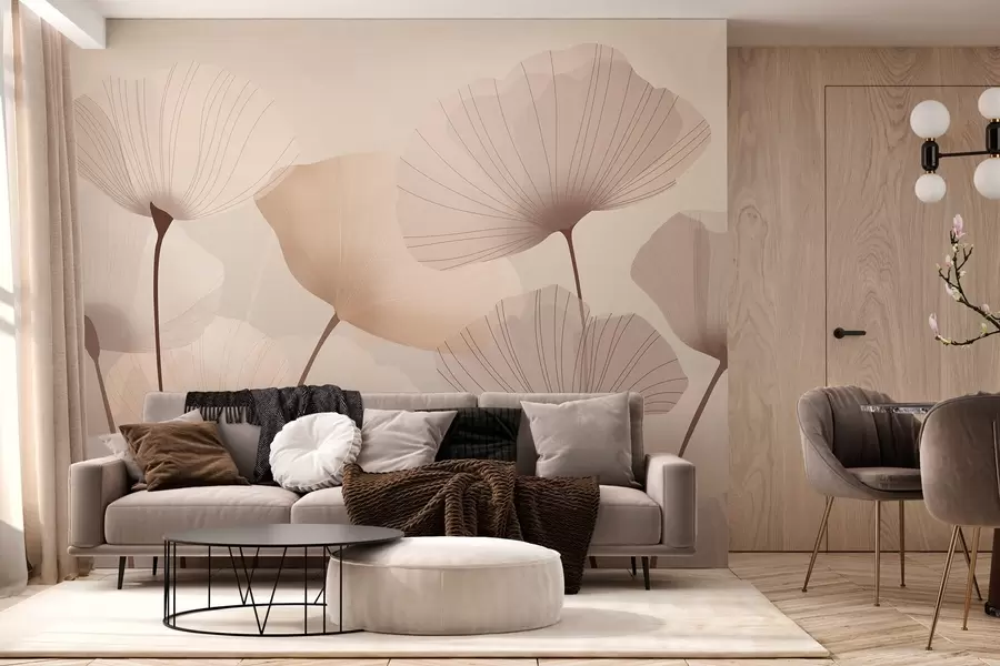wall murals Elegant petals on tall stems in pastel shades w05212