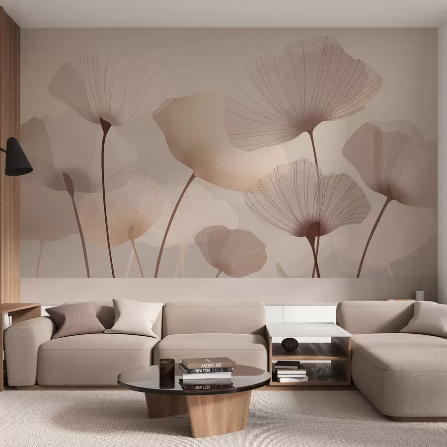 wall murals Elegant petals on tall stems in pastel shades w05212