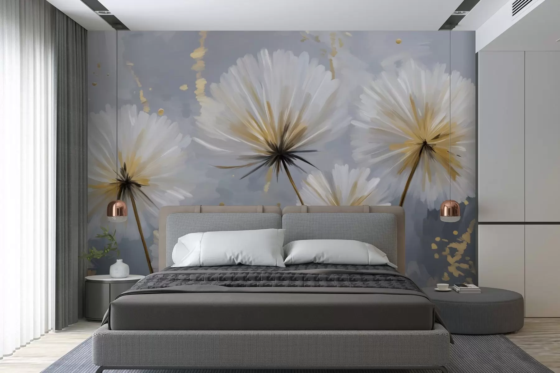 wall murals lush dandelions in a picturesque style w05570