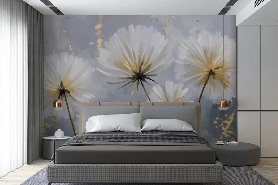 wall murals lush dandelions in a picturesque style w05570