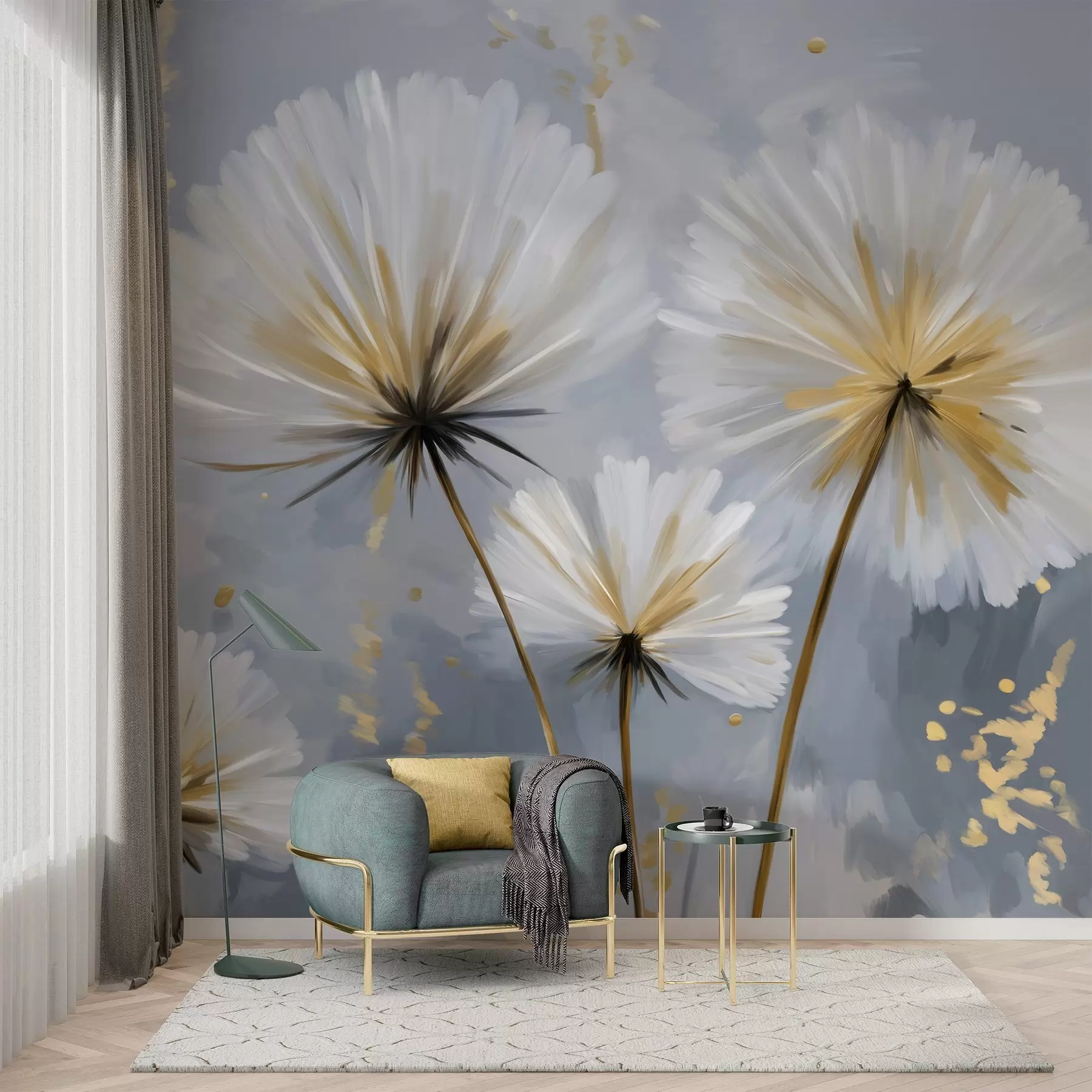 wall murals lush dandelions in a picturesque style w05570