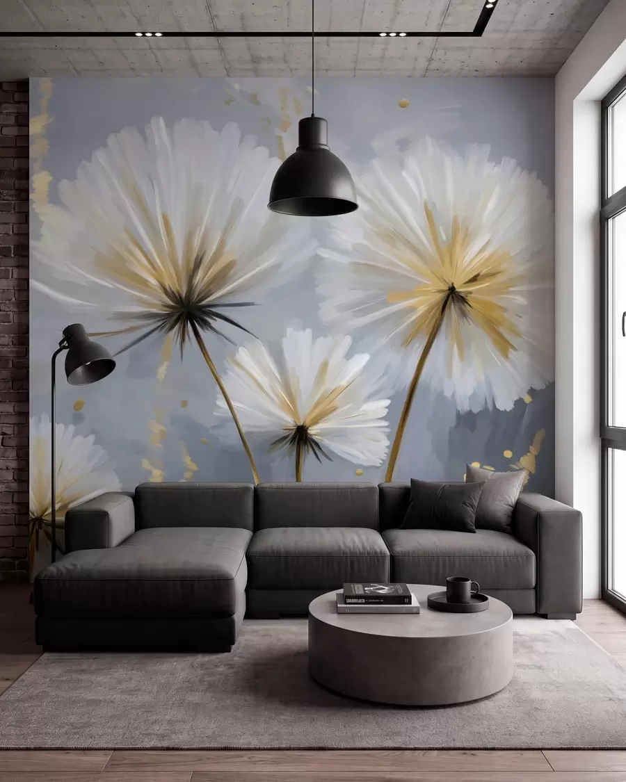 wall murals lush dandelions in a picturesque style w05570