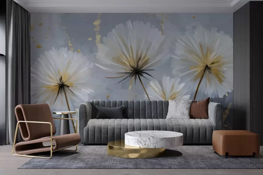 wall murals lush dandelions in a picturesque style w05570