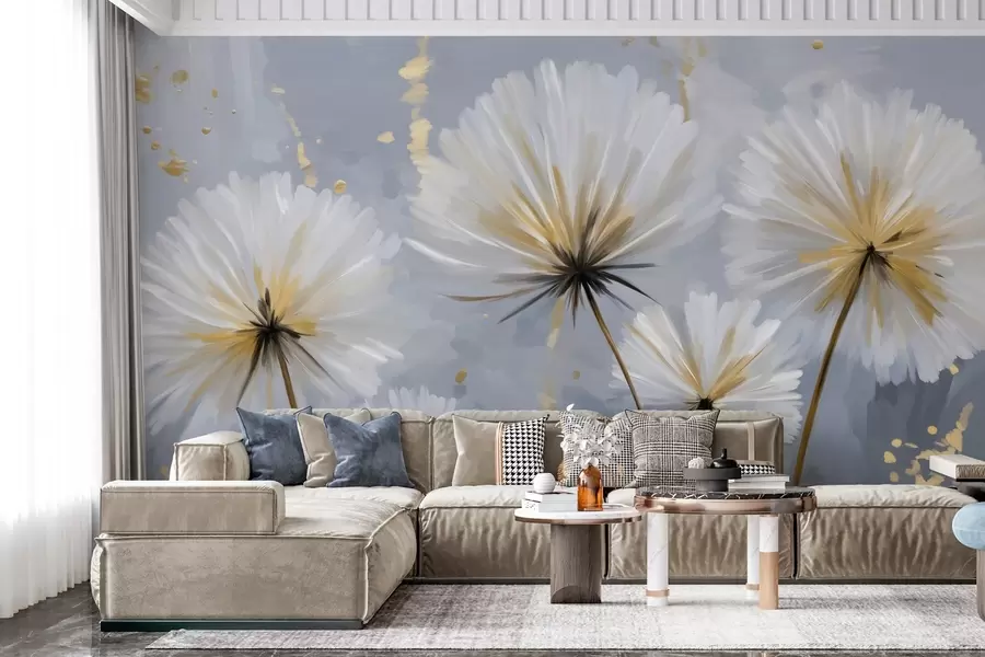 wall murals lush dandelions in a picturesque style w05570