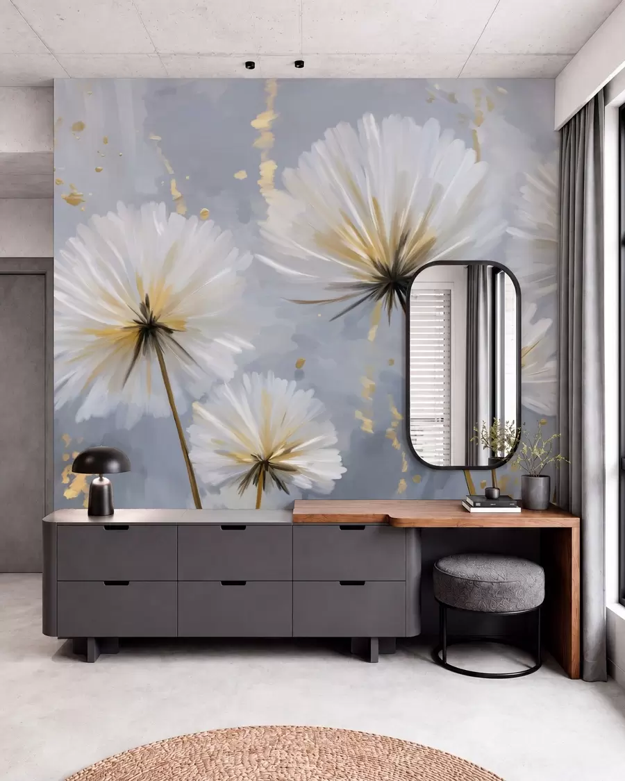 wall murals lush dandelions in a picturesque style w05570