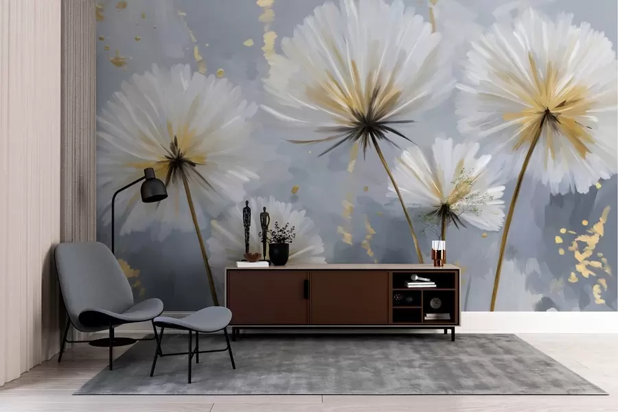 wall murals lush dandelions in a picturesque style w05570