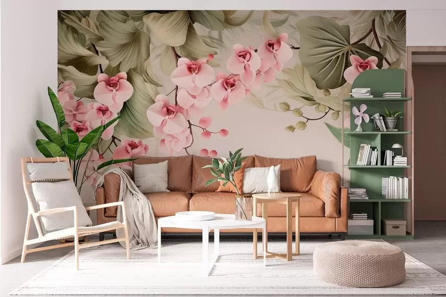 wall murals Orchids, hanging flowers w05619