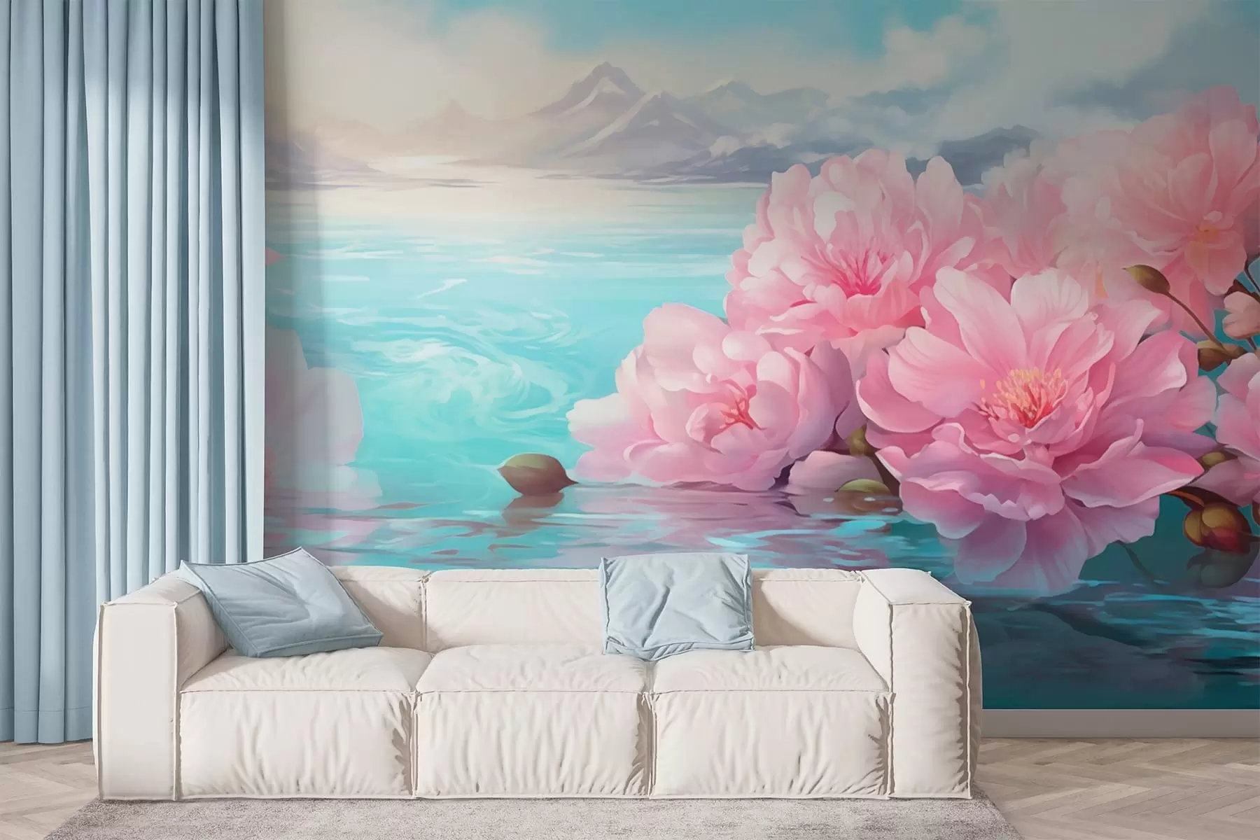 wall murals A lake with flowers w05621