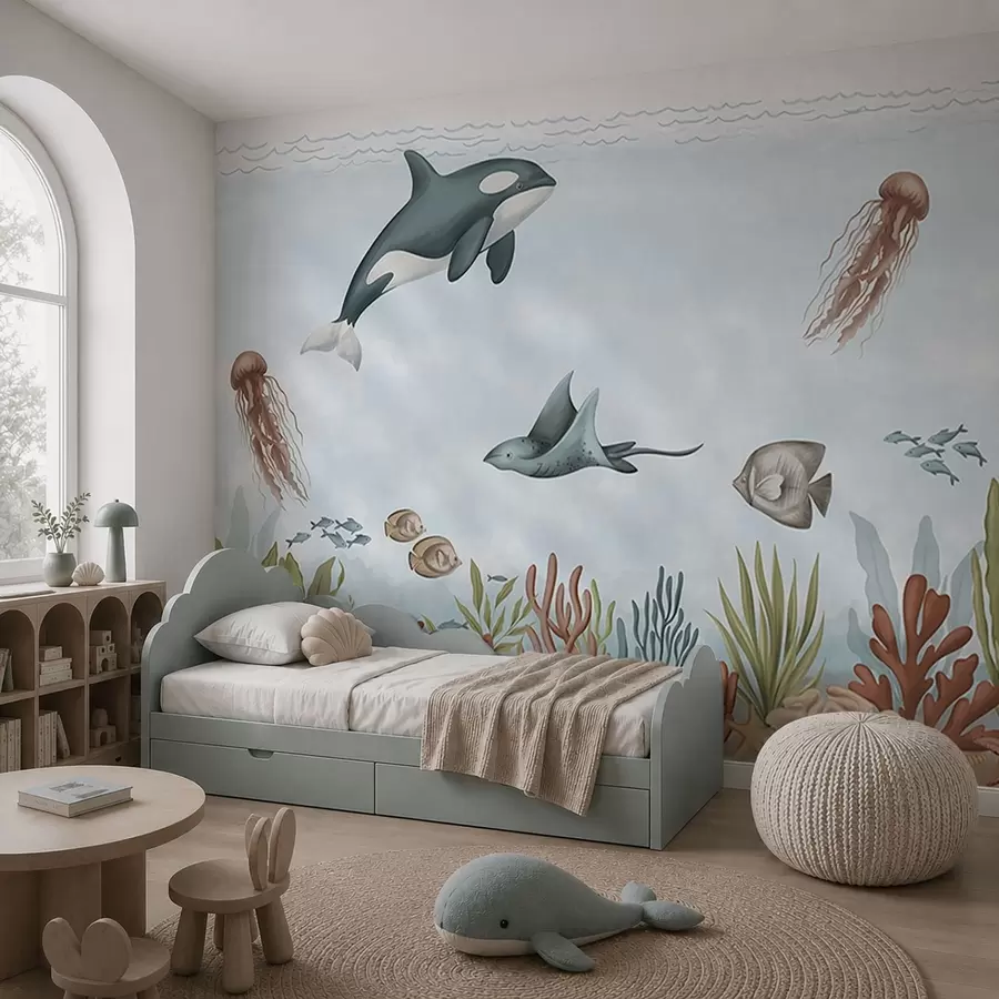 wall murals Sea creatures among corals and seaweed w05545
