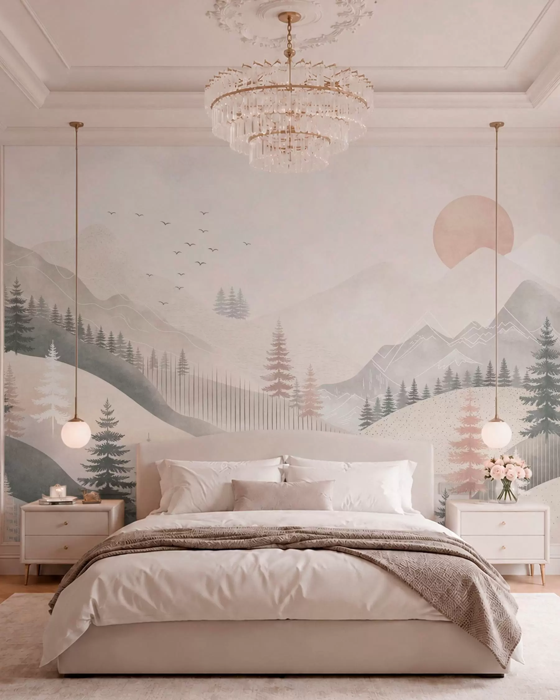 wall murals Pink Mountain Morning w05626