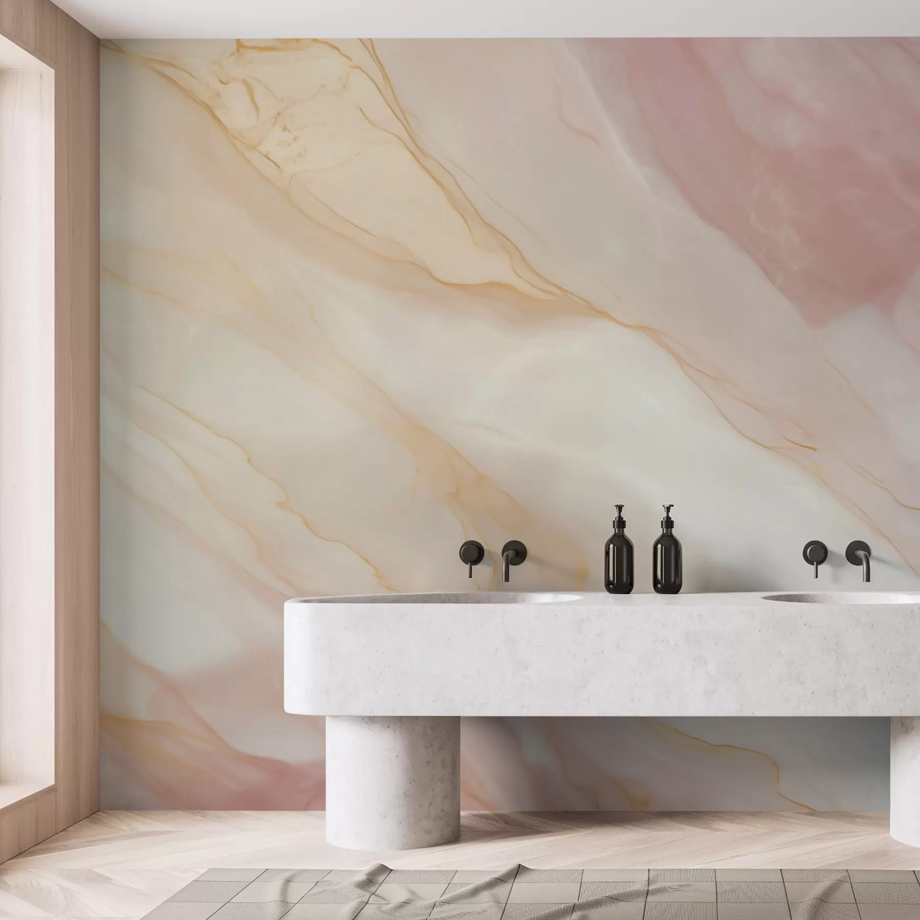 wall murals Imitation of abstract marble texture pattern shades of pink and yellow w05632