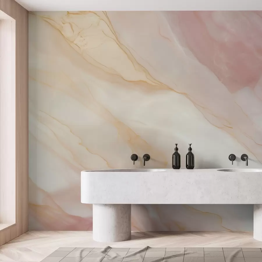wall murals Imitation of abstract marble texture pattern shades of pink and yellow w05632