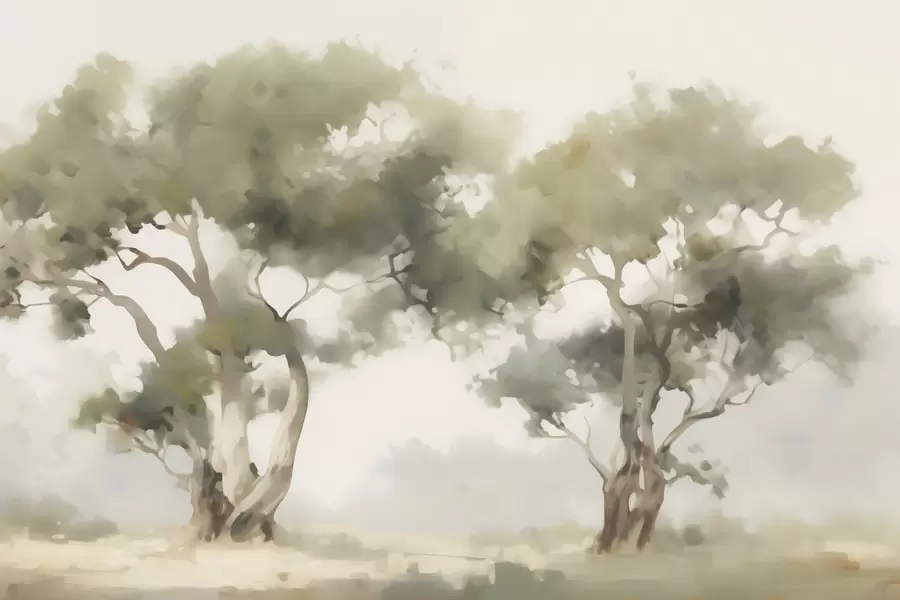 wall murals Abstract trees imitation of painting w05638