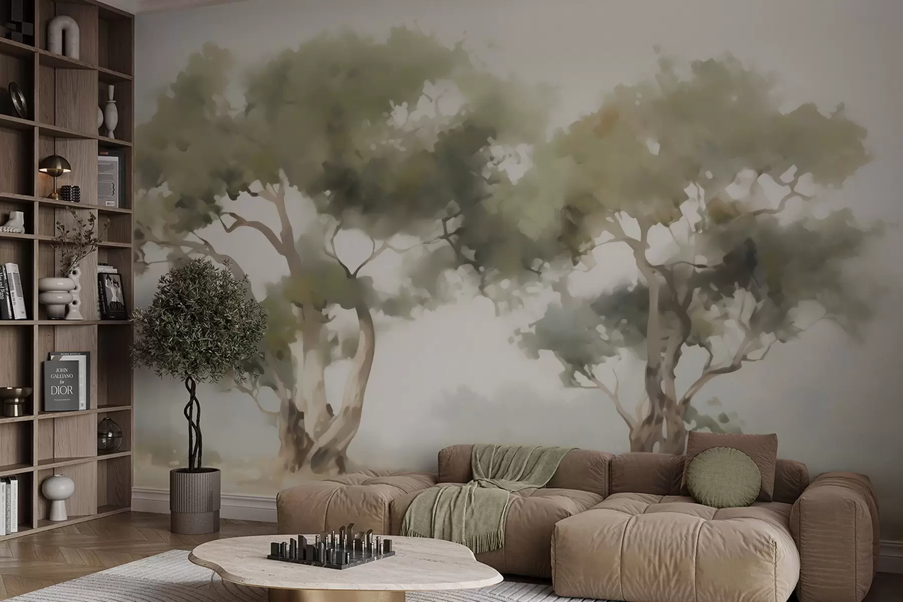 wall murals Abstract trees imitation of painting w05638