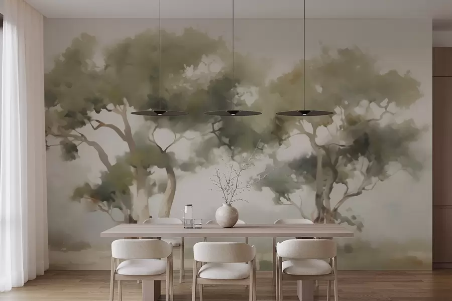 wall murals Abstract trees imitation of painting w05638