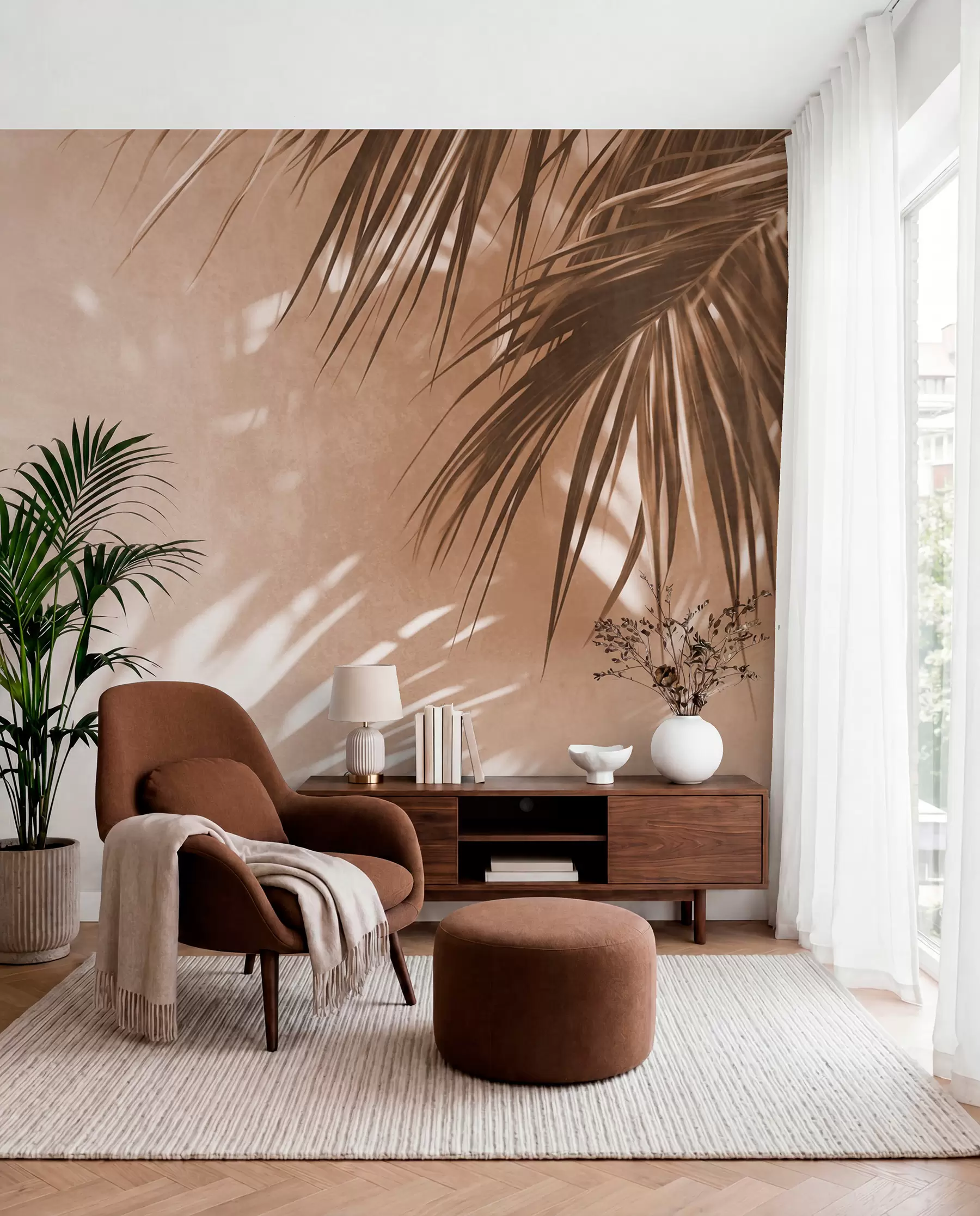 wall murals Sunlit Palm Shadows w09890