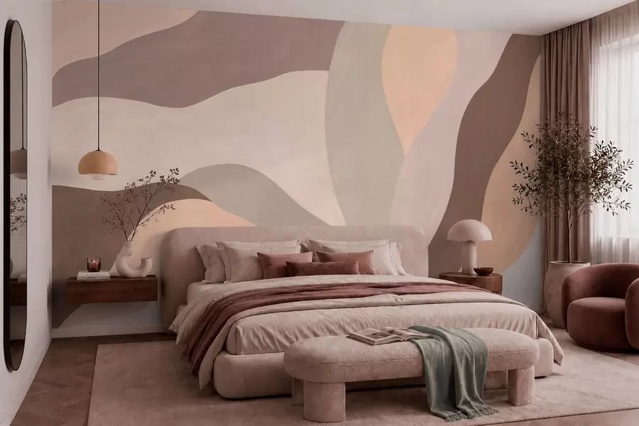 wall murals Abstract flowing shapes in pastel tones w05629