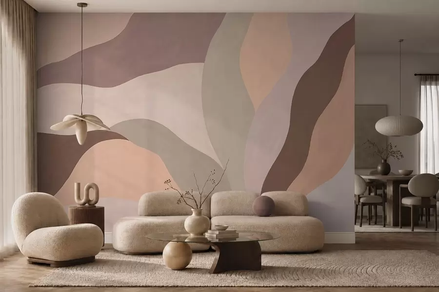 wall murals Abstract flowing shapes in pastel tones w05629