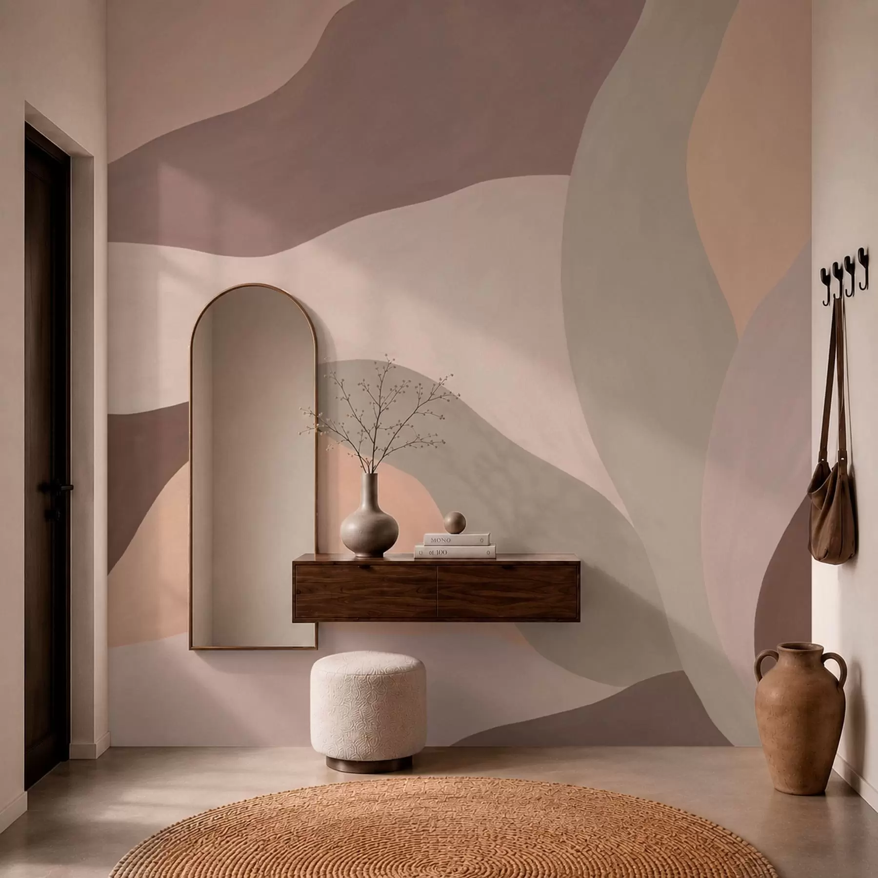 wall murals Abstract flowing shapes in pastel tones w05629