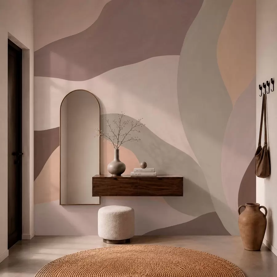 wall murals Abstract flowing shapes in pastel tones w05629