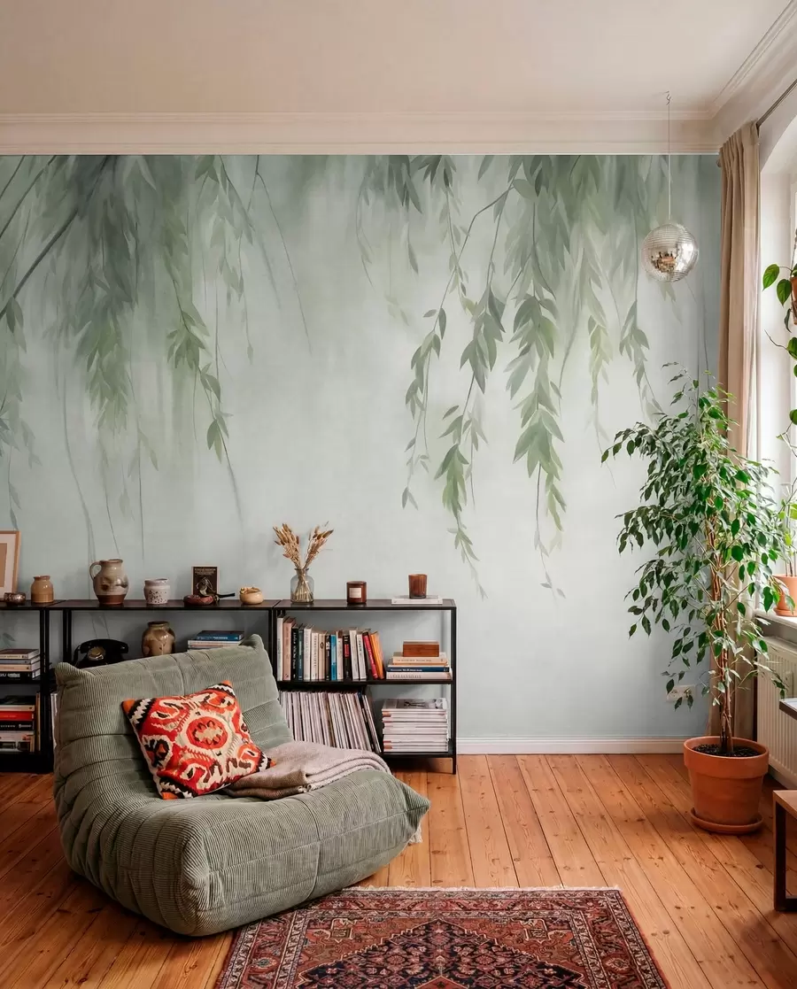 wall murals Willow in Silver Mist w09893v1