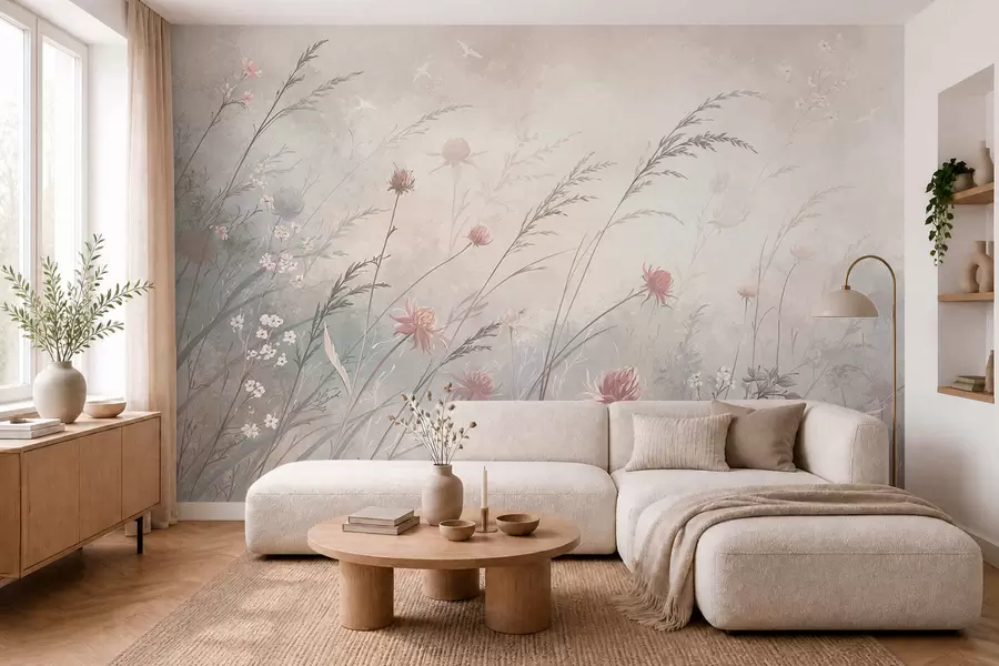 wall murals Light wildflowers in an airy composition w05538v2