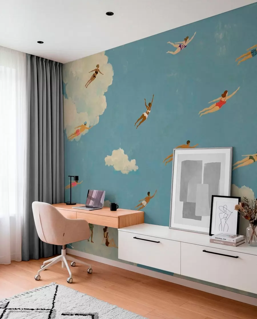 wall murals Swimming through Clouds w05628