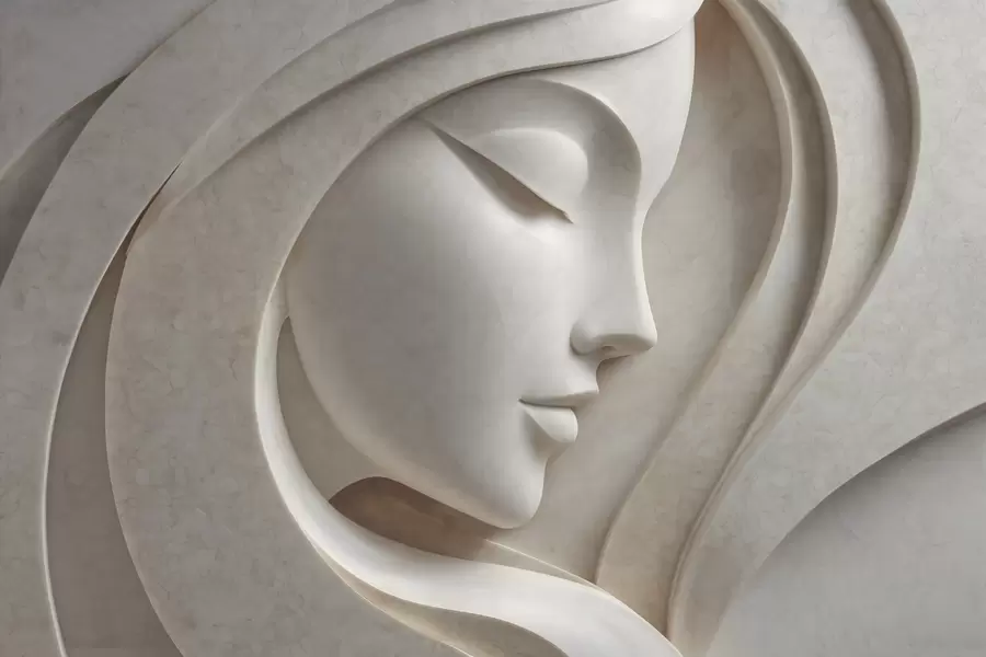 wall murals A female profile in bas-relief style w05569