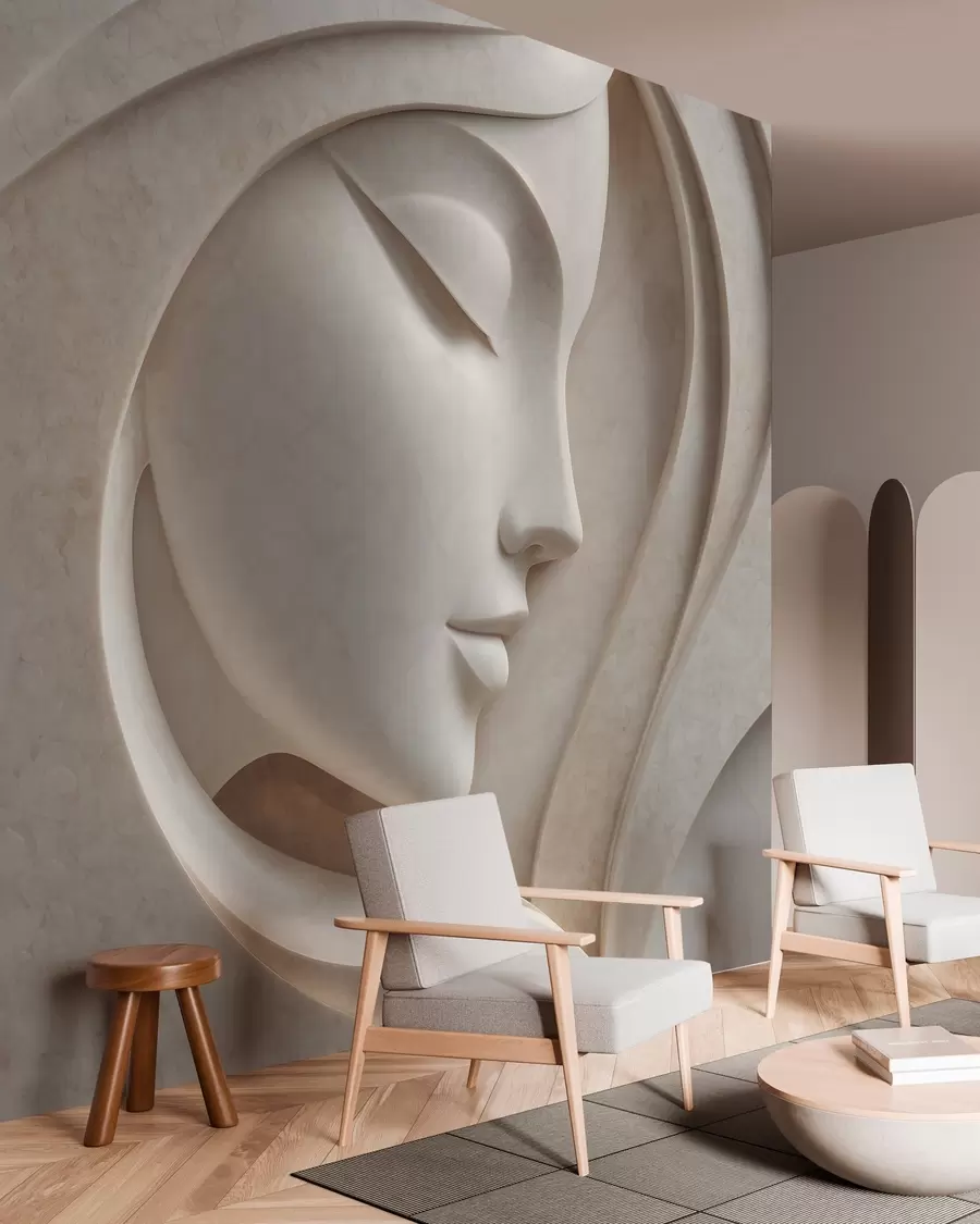 wall murals A female profile in bas-relief style w05569